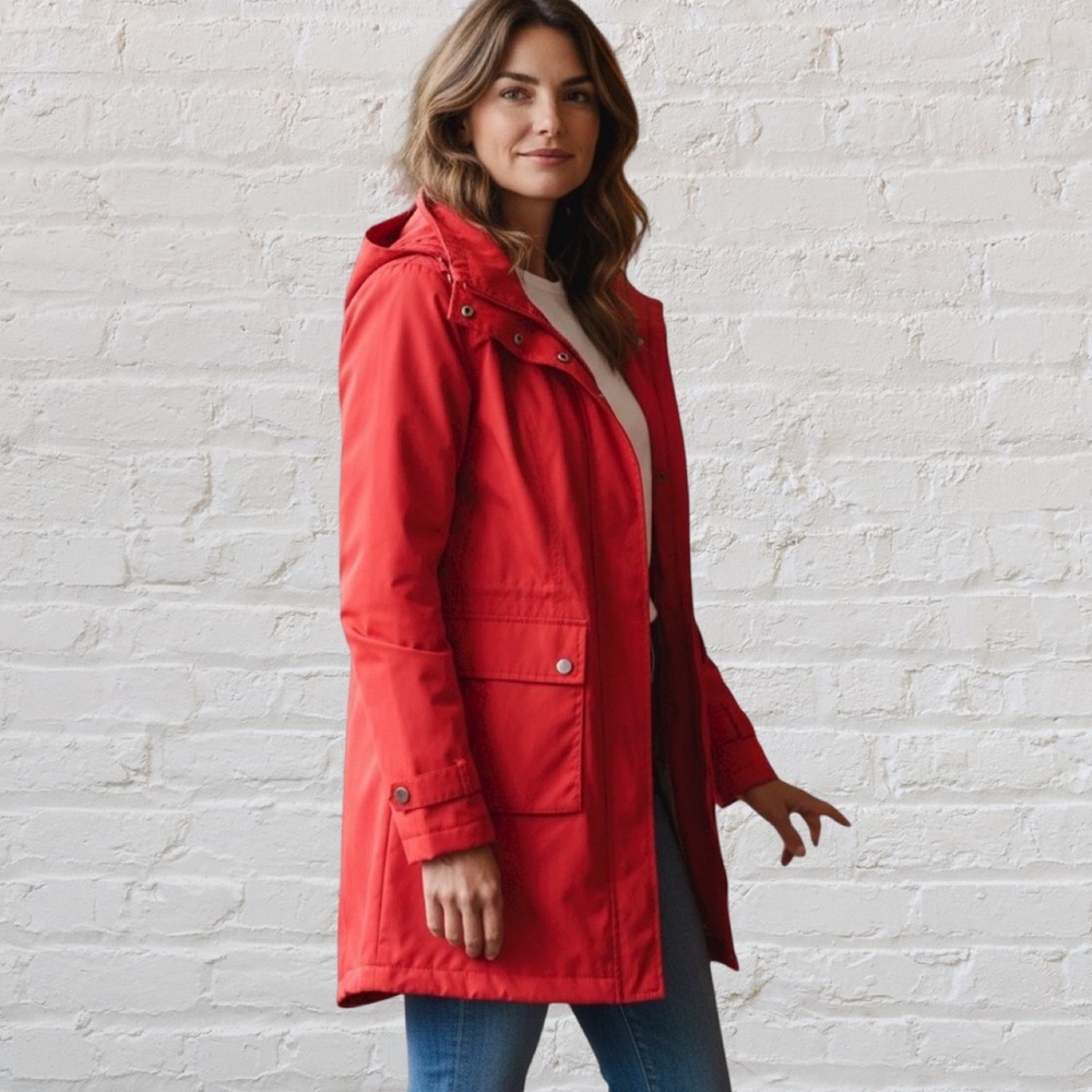 Cole Haan Back Bow Packable Hood Raincoat